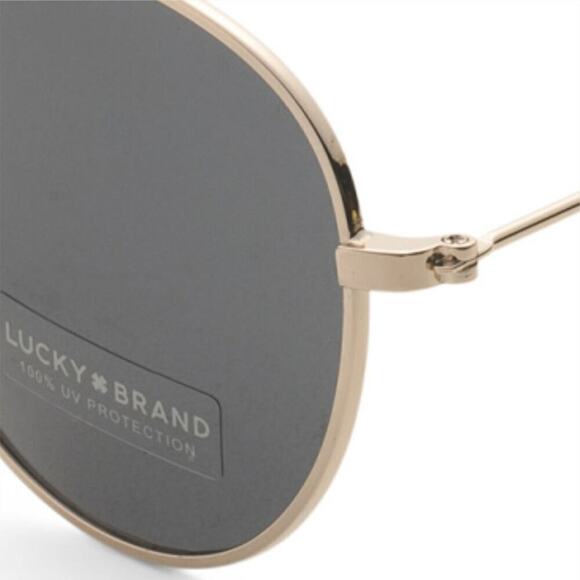 NWT Lucky Brand Women\'s Nelson 51mm Gold Tone Metal Frame Round Sunglasses